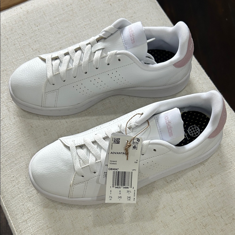 Adidas Women's White and Pink Sneakers